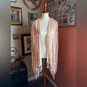 Billabong Pink Yellow Geometric Print Kimono